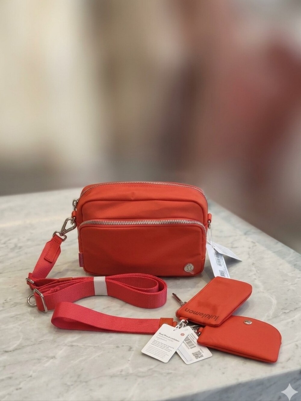 Lululemon Everywhere Crossbody Bag 2L + Dual Pouch Wristlet Set In Cherry Ember - Picture 2 of 8